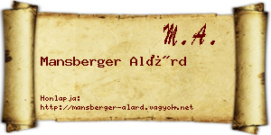 Mansberger Alárd névjegykártya